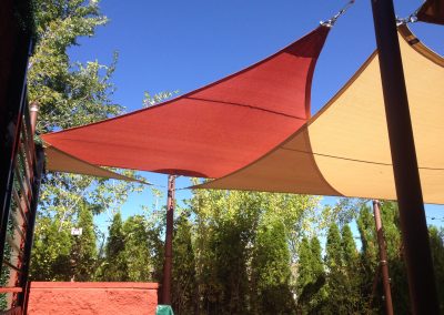 An example of a shade sail for a residence